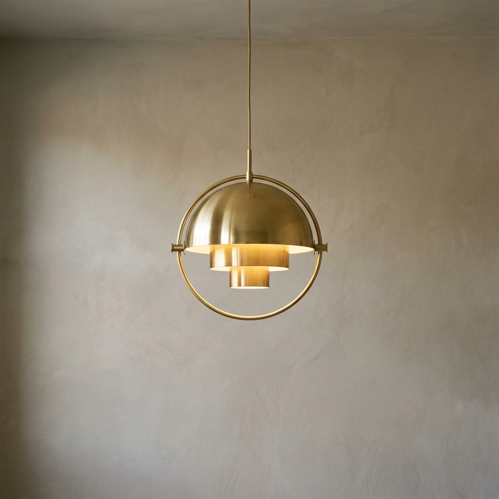 Orbe rotating dome pendant in brass