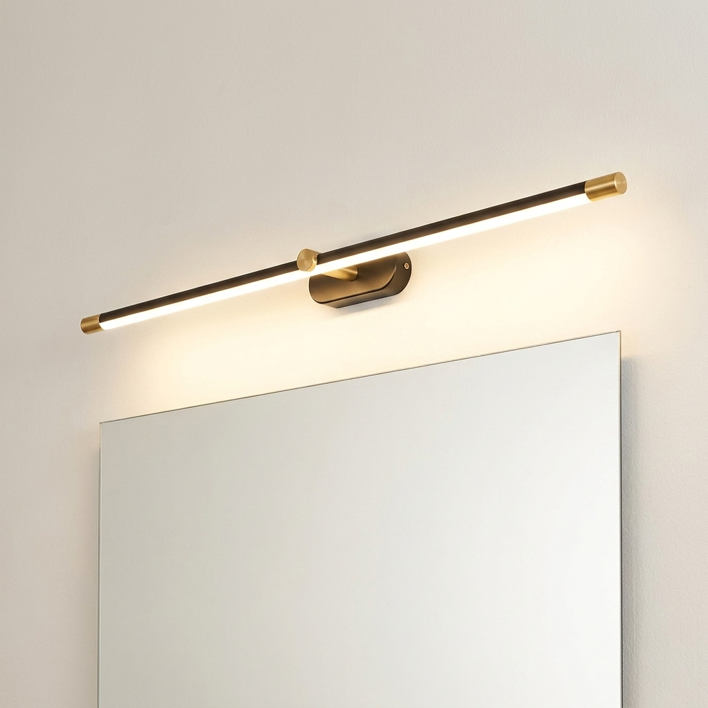 Mira slim LED vanity light on warm white wall