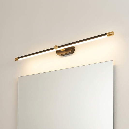 Mira slim LED vanity light on warm white wall