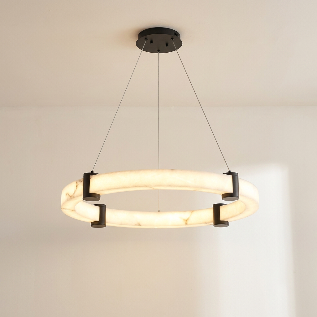 Halo marble ring LED pendant glowing