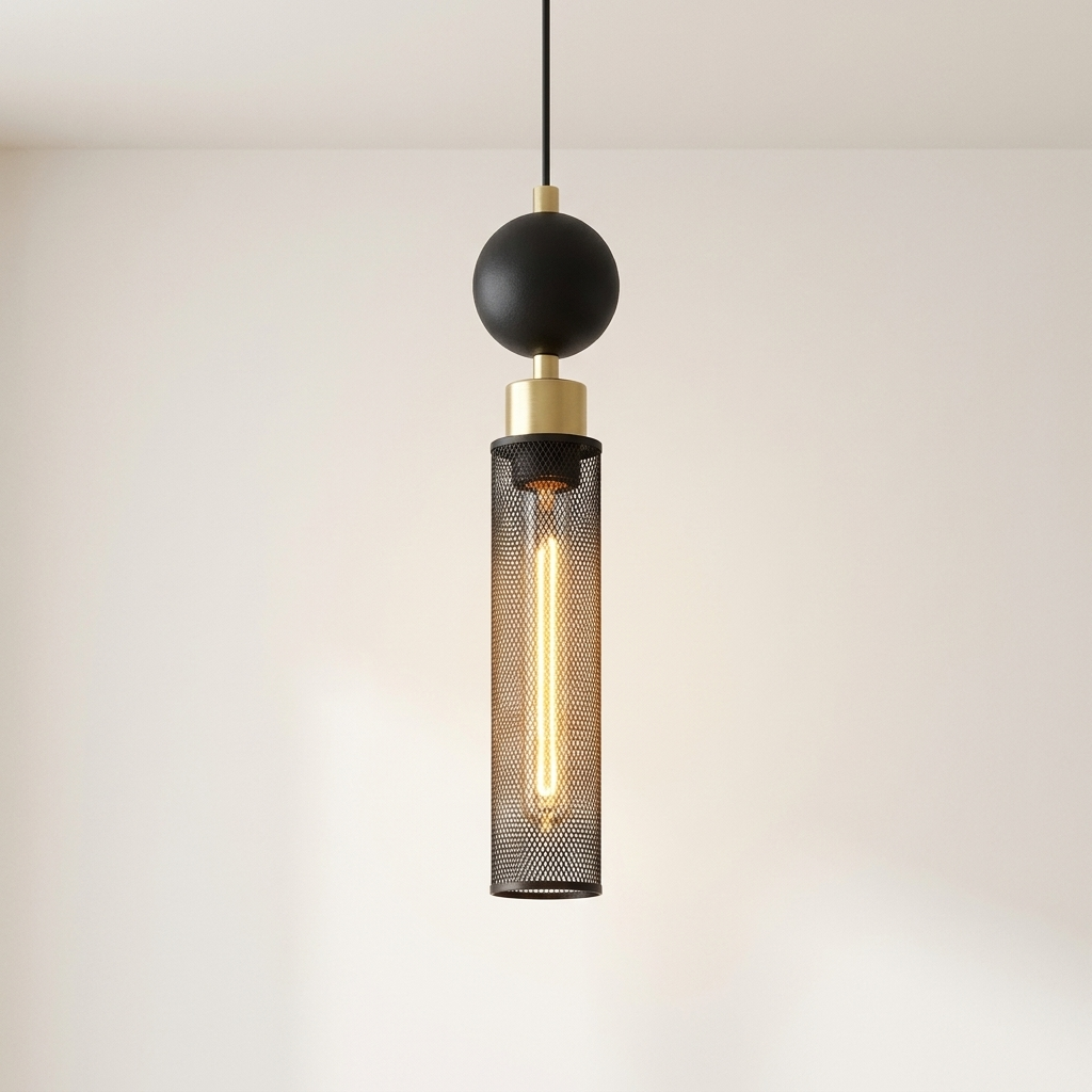 Ferro wrought iron pendant with warm glow