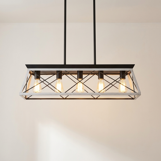 Willa farmhouse 5-light chandelier glowing