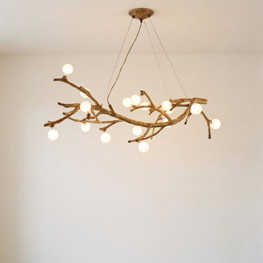 Kumo sculptural branch chandelier glowing